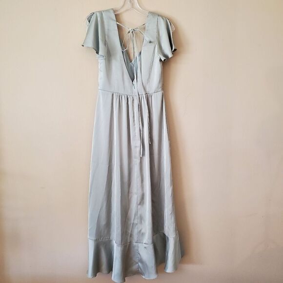 Dusty Sage Azazie Bridesmaid Maxi Dress Size Small - Picture 2 of 10